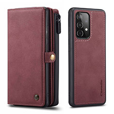 Leather Case Stands Flip Cover Holder C04S for Samsung Galaxy A52 4G Red