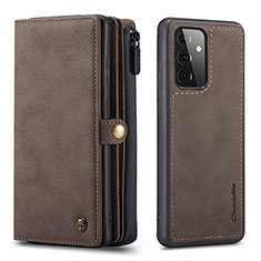 Leather Case Stands Flip Cover Holder C04S for Samsung Galaxy A72 4G Brown