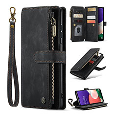 Leather Case Stands Flip Cover Holder C04S for Samsung Galaxy F42 5G Black