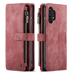 Leather Case Stands Flip Cover Holder C04S for Samsung Galaxy M32 5G Red