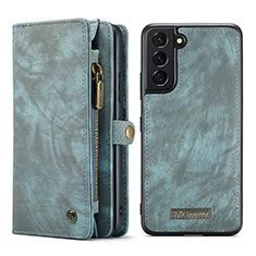 Leather Case Stands Flip Cover Holder C04S for Samsung Galaxy S21 5G Blue