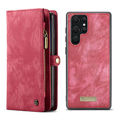 Leather Case Stands Flip Cover Holder C04S for Samsung Galaxy S24 Ultra 5G Red