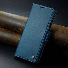 Leather Case Stands Flip Cover Holder C04S for Xiaomi Poco C65 Blue