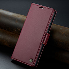 Leather Case Stands Flip Cover Holder C04S for Xiaomi Poco M6 Pro 5G Red