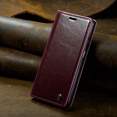 Leather Case Stands Flip Cover Holder C04S for Xiaomi Redmi Note 12 4G Red Wine