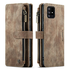 Leather Case Stands Flip Cover Holder C05S for Samsung Galaxy A51 4G Brown