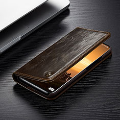 Leather Case Stands Flip Cover Holder C05S for Samsung Galaxy S20 Plus 5G Brown