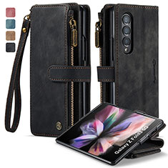 Leather Case Stands Flip Cover Holder C05S for Samsung Galaxy Z Fold3 5G Black