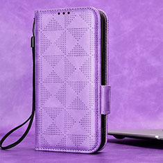 Leather Case Stands Flip Cover Holder C05X for Huawei Honor X6 Purple