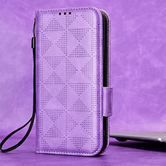 Leather Case Stands Flip Cover Holder C05X for Motorola Moto G73 5G Purple