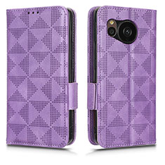 Leather Case Stands Flip Cover Holder C05X for Sharp Aquos Sense7 Plus Purple