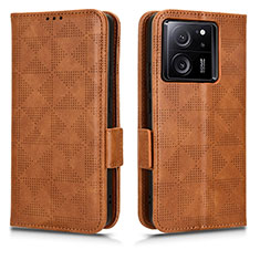 Leather Case Stands Flip Cover Holder C05X for Xiaomi Mi 13T Pro 5G Brown