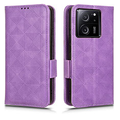 Leather Case Stands Flip Cover Holder C05X for Xiaomi Mi 13T Pro 5G Purple