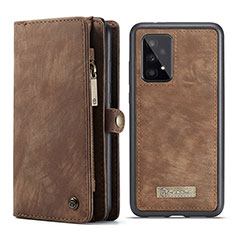 Leather Case Stands Flip Cover Holder C06S for Samsung Galaxy A53 5G Brown