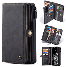 Leather Case Stands Flip Cover Holder C06S for Samsung Galaxy S20 Ultra Black