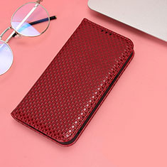 Leather Case Stands Flip Cover Holder C06X for Huawei Honor X7 Red