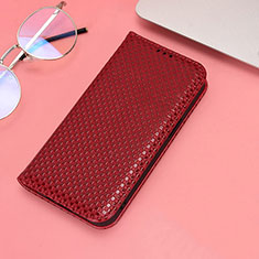 Leather Case Stands Flip Cover Holder C06X for Huawei Honor X8 4G Red