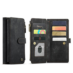 Leather Case Stands Flip Cover Holder C07S for Samsung Galaxy S23 5G Black