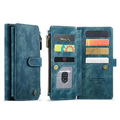 Leather Case Stands Flip Cover Holder C07S for Samsung Galaxy S24 5G Blue