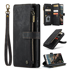 Leather Case Stands Flip Cover Holder C07S for Samsung Galaxy S24 Ultra 5G Black