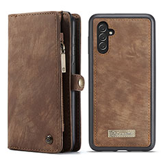 Leather Case Stands Flip Cover Holder C08S for Samsung Galaxy A13 5G Brown