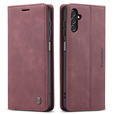 Leather Case Stands Flip Cover Holder C10S for Samsung Galaxy A04s Red Wine