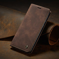 Leather Case Stands Flip Cover Holder C10S for Samsung Galaxy S22 5G Brown