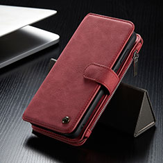 Leather Case Stands Flip Cover Holder C12S for Samsung Galaxy S24 5G Red