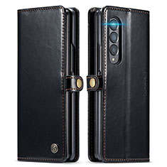 Leather Case Stands Flip Cover Holder CS2 for Samsung Galaxy Z Fold3 5G Black