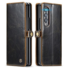 Leather Case Stands Flip Cover Holder CS2 for Samsung Galaxy Z Fold3 5G Brown