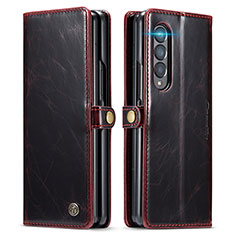 Leather Case Stands Flip Cover Holder CS2 for Samsung Galaxy Z Fold3 5G Red