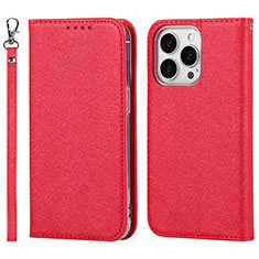 Leather Case Stands Flip Cover Holder D01T for Apple iPhone 14 Pro Red