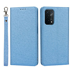 Leather Case Stands Flip Cover Holder D01T for Oppo A93 5G Blue