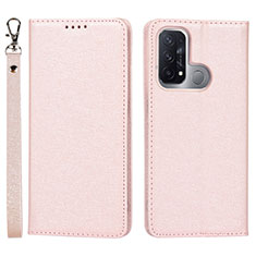 Leather Case Stands Flip Cover Holder D01T for Oppo Reno5 A Pink