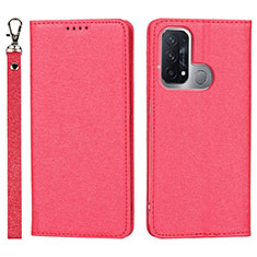 Leather Case Stands Flip Cover Holder D01T for Oppo Reno5 A Red