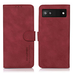 Leather Case Stands Flip Cover Holder D01Y for Google Pixel 7a 5G Red