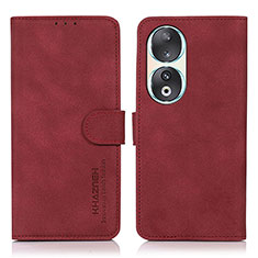 Leather Case Stands Flip Cover Holder D01Y for Huawei Honor 90 5G Red