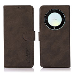 Leather Case Stands Flip Cover Holder D01Y for Huawei Honor Magic5 Lite 5G Brown