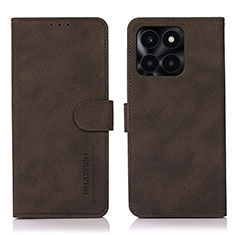 Leather Case Stands Flip Cover Holder D01Y for Huawei Honor X6a Brown