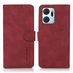 Leather Case Stands Flip Cover Holder D01Y for Huawei Honor X7a Red