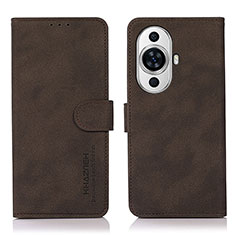 Leather Case Stands Flip Cover Holder D01Y for Huawei Nova 11 Brown