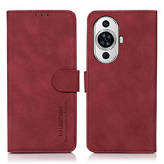 Leather Case Stands Flip Cover Holder D01Y for Huawei Nova 11 Red