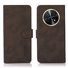 Leather Case Stands Flip Cover Holder D01Y for Huawei Nova Y91 Brown