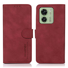 Leather Case Stands Flip Cover Holder D01Y for Motorola Moto Edge 40 5G Red