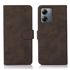 Leather Case Stands Flip Cover Holder D01Y for Motorola Moto G14 Brown