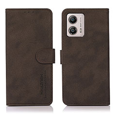 Leather Case Stands Flip Cover Holder D01Y for Motorola Moto G53 5G Brown