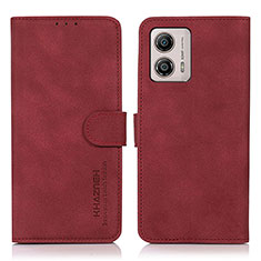 Leather Case Stands Flip Cover Holder D01Y for Motorola Moto G53 5G Red