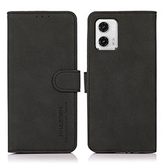 Leather Case Stands Flip Cover Holder D01Y for Motorola Moto G73 5G Black