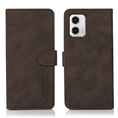 Leather Case Stands Flip Cover Holder D01Y for Motorola Moto G73 5G Brown