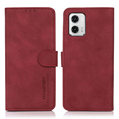 Leather Case Stands Flip Cover Holder D01Y for Motorola Moto G73 5G Red